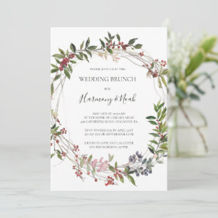 Holiday Chic Botanical   White Wedding Brunch Einladung