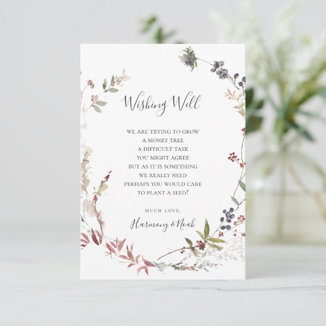 Holiday Chic Botanical | White Wünschwell Card Begleitkarte (Stehend Vorderseite)
