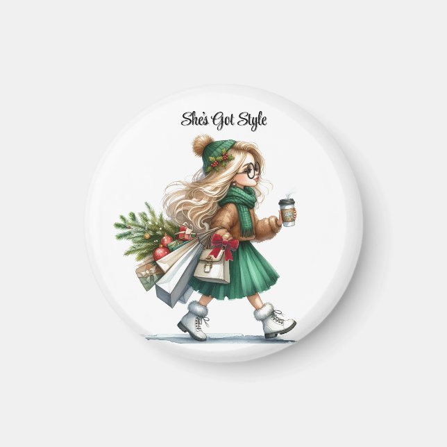 Holiday Chic Stilvolle Blond Fashion Personalisier Magnet (Vorne)