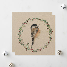 Holiday Chickadee Wasserfarben Malerei Feiertagskarte