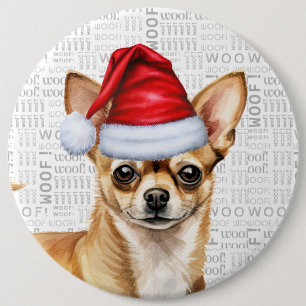 Holiday Chihuahua Santa Dog auf dem Hintergrund de Button