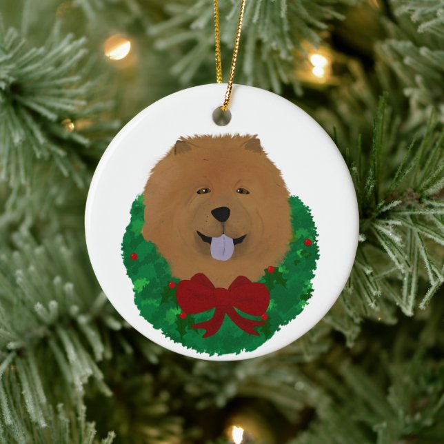 Holiday Chow Chow Keramik Ornament (Baum)