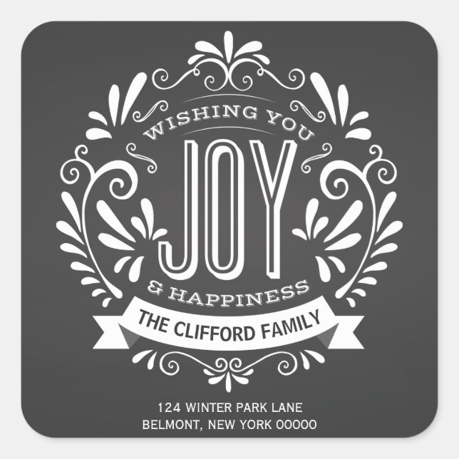 HOLIDAY CHRISTMAS JOY CHALKBOARD ADRESSE STICKERS (Vorderseite)