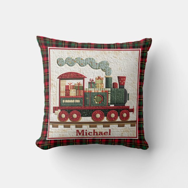 Holiday Christmas Quilted Train I Kids Gifts Kissen (Vorderseite)