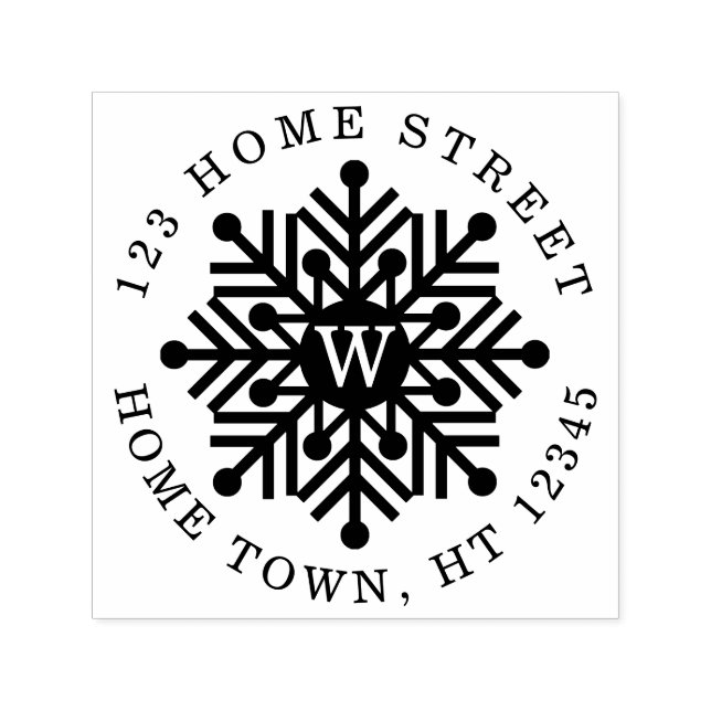 Holiday Circle Monogram Snowflake Rücksendeadresse Permastempel (Design)