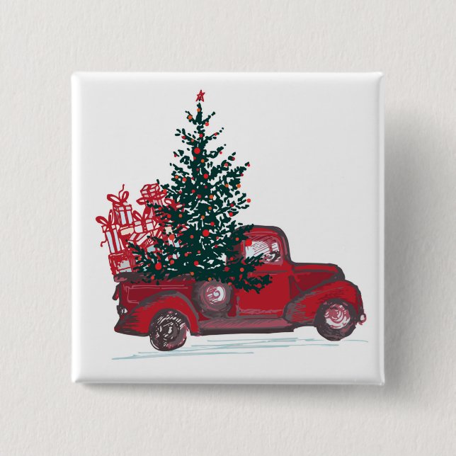 Holiday Classic Red Lieferwagen Truck Button (Vorderseite)
