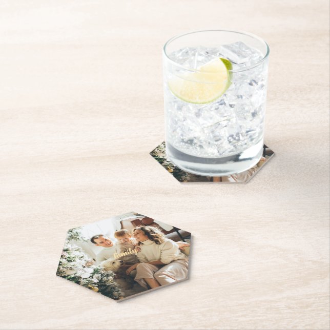 Holiday Coaster with Family Photo – Custom Décor Untersetzer (Vor Ort)