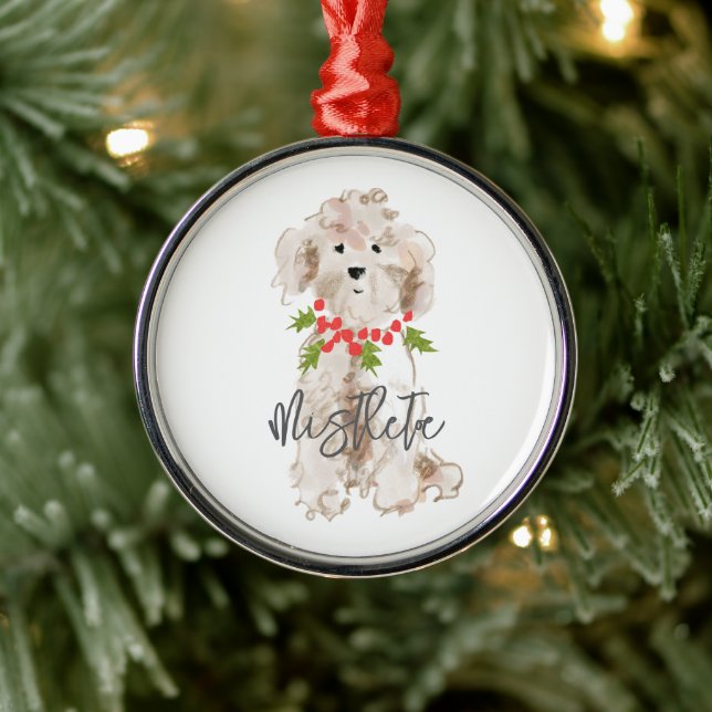 Holiday Cockapoo Dog NAME Holly Festliche Weihnach Ornament Aus Metall (Baum)