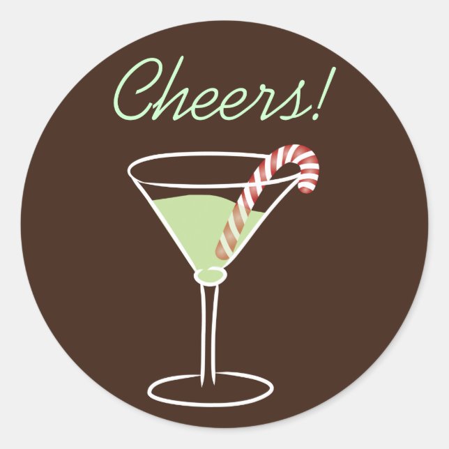 Holiday Cocktail Cheers Runder Aufkleber (Vorderseite)