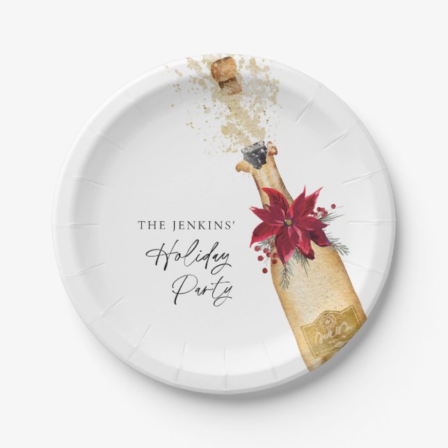 Holiday Cocktail Poinsettia Party Pappteller (Vorderseite)