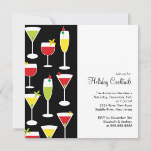 Holiday Cocktails Christmas Party Invitation Einladung