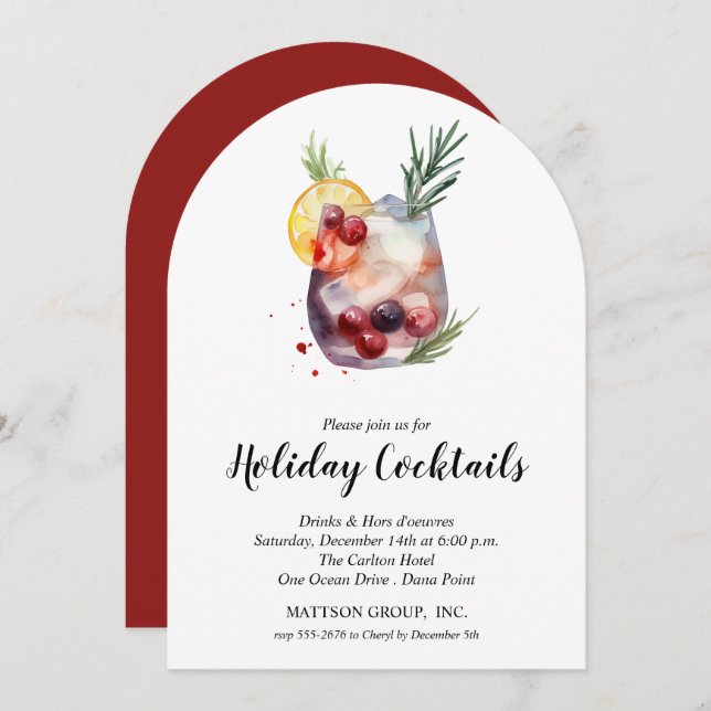 Holiday Cocktails Festive Christmas Party Invitati Einladung (Vorne/Hinten)