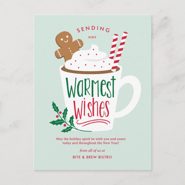 Holiday Cocoa Business Holiday Card Postkarte (Vorderseite)