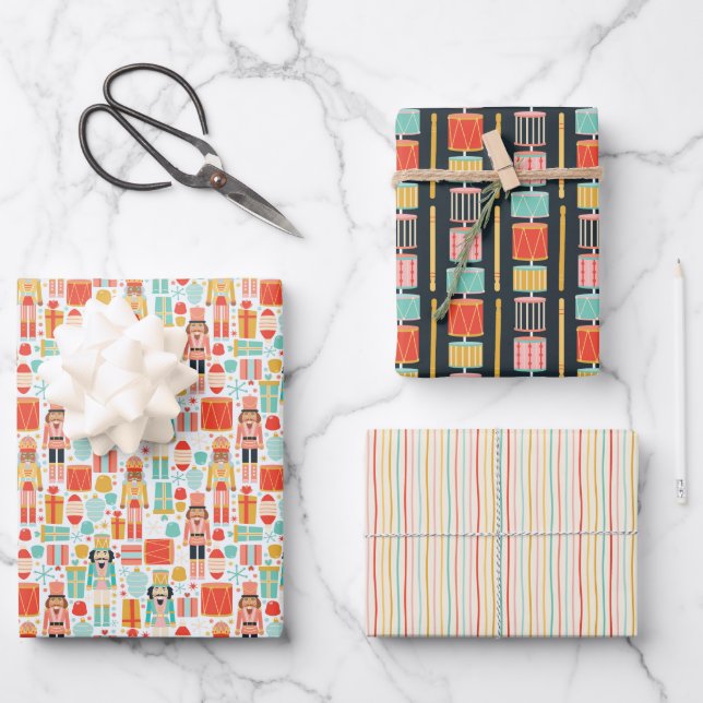 Holiday Colorful Nutcracker Geschenkpapier Set (Vorderseite)