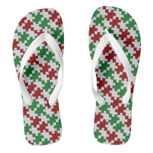 Holiday Colors Jigsaw Pieces Flip Flops