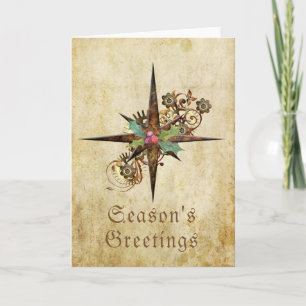 Holiday Compass Star Steampunk Anpassbar Feiertagskarte