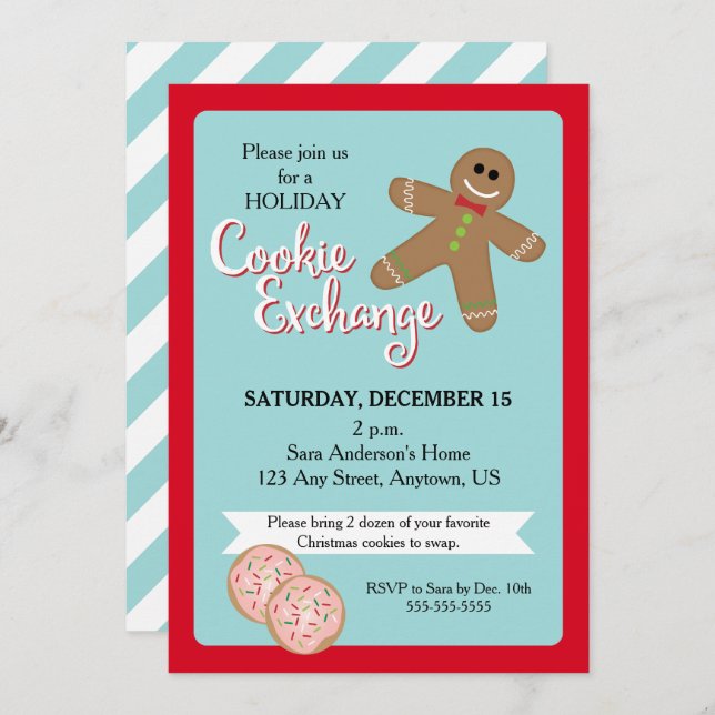 Holiday Cookie Exchange, Gingerbread Man Einladung (Vorne/Hinten)
