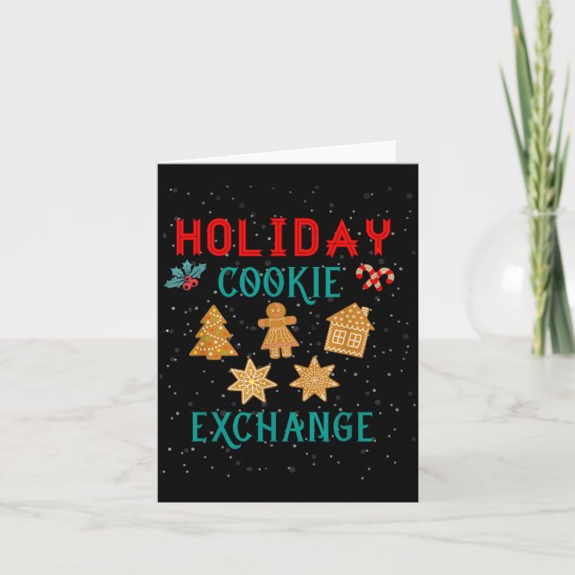 Holiday Cookie Exchange With Santa Xmas Cookie Bak Karte (Vorderseite)