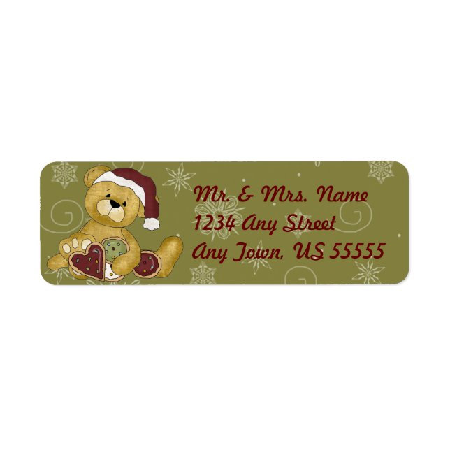 Holiday Cookie Teddy Bear Address Labels (Vorne)
