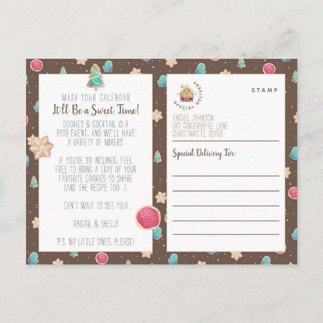 Holiday Cookies & Cocktails Party einladen Postkarte (Rückseite)
