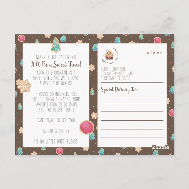 Holiday Cookies & Cocktails Party einladen Postkarte (Rückseite)