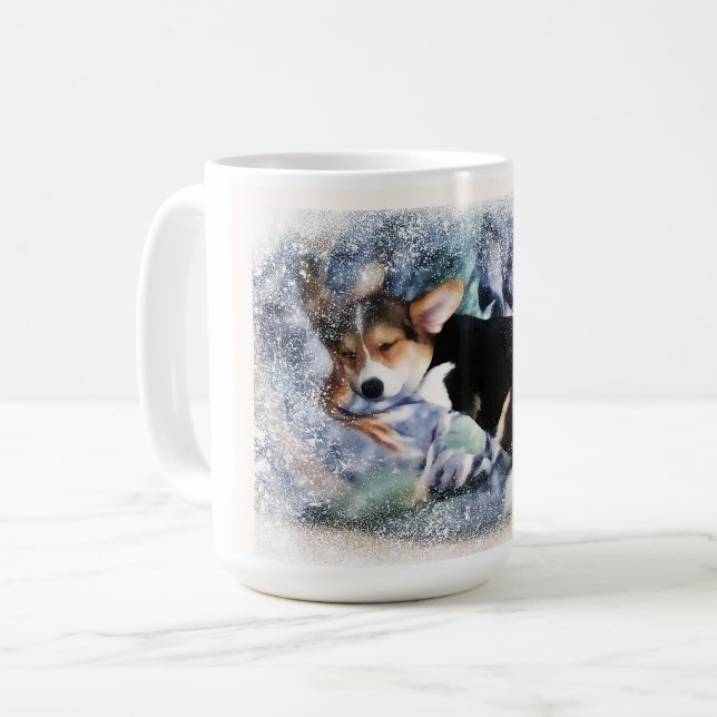 Holiday Corgi Welpe Kaffeetasse (Vorderseite Links)