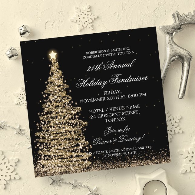 Holiday Corporate Fundraiser Gala Einladung (Holiday Corporate Fundraiser Gala Gold Invitation)