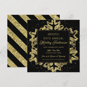 Holiday Corporate Fundraiser Gala Gold & Black Einladung