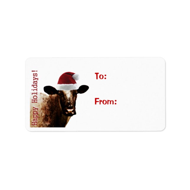 Holiday Cow Gift Labels Adressaufkleber (Vorne)