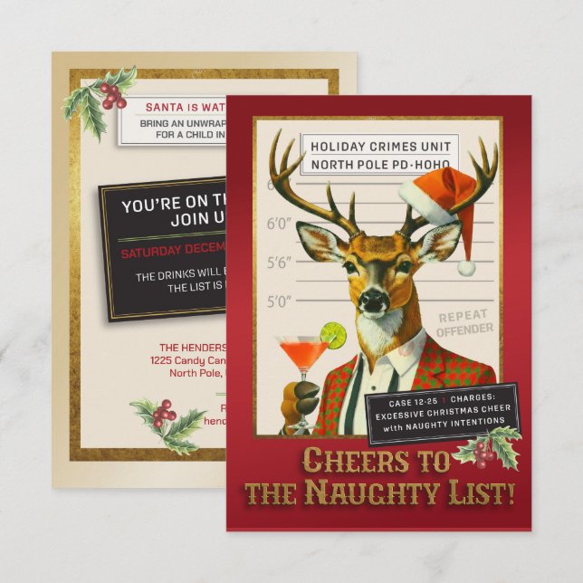 Holiday Crimes Unit – Reindeer Repeat Offender Einladung (Vorne/Hinten)