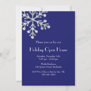 Holiday Crystal Snowflake Open House (Indigo) Einladung
