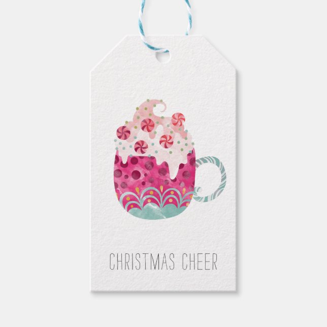 Holiday Cup of Hot Chocolate Rücksendeadresse Geschenkanhänger (Vorderseite)