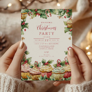 Holiday Cupcake Frohe Weihnachten Einladung