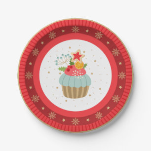 Holiday Cupcake Weihnachtsschild Pappteller