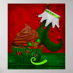 Holiday Cupcake Whimsey Art Poster