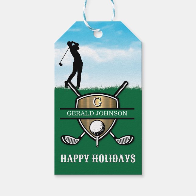 Holiday Custom Golf Monogram Design Geschenkanhänger (Vorderseite)