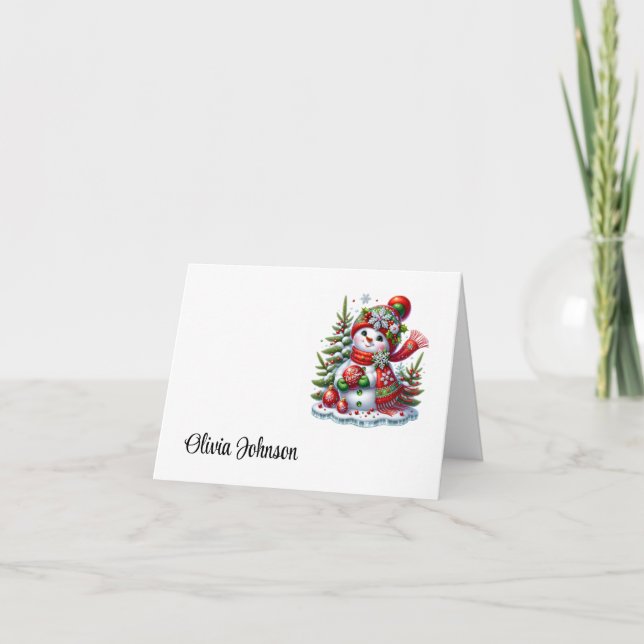 Holiday Custom Name Folded Note Cards Dankeskarte (Vorderseite)