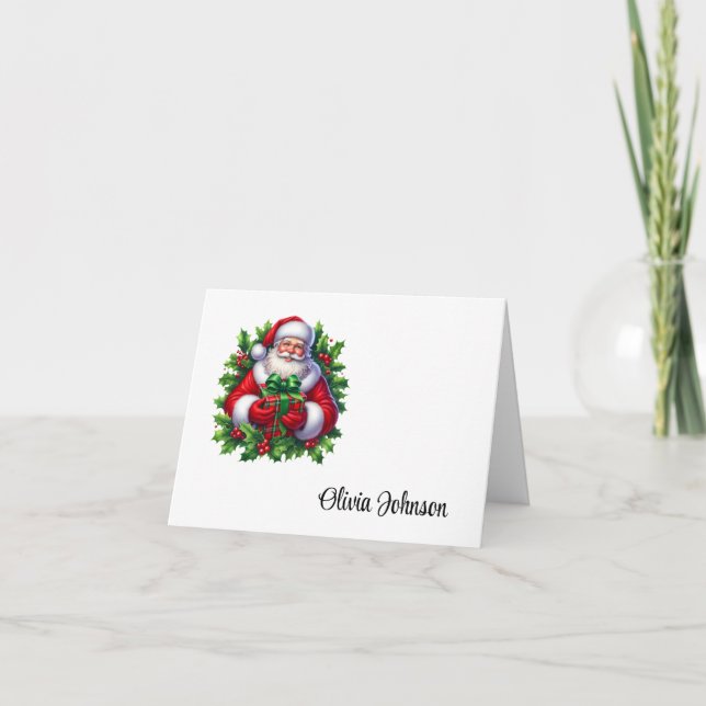 Holiday Custom Name Folded Note Cards Dankeskarte (Vorderseite)