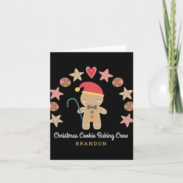 Holiday Cute Gingerbread Boy Cookie Baking Crew T  Karte (Vorderseite)