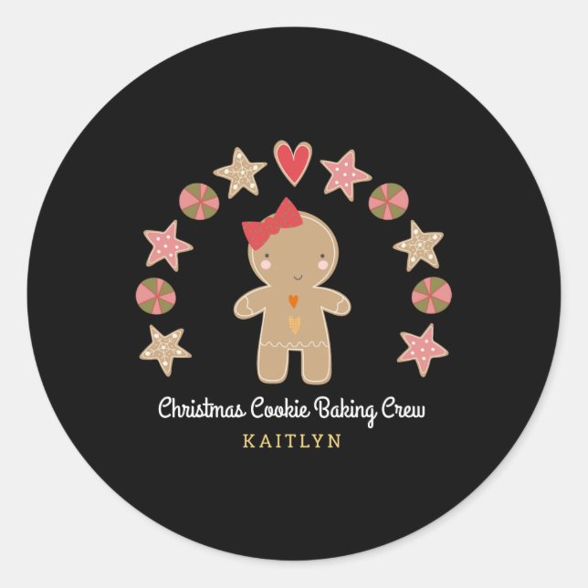 Holiday Cute Gingerbread Girl Cookie Baking Crew T Runder Aufkleber