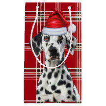 Holiday Dalmatian Dog Red Festive Plaid Christmas