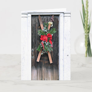 Holiday Decorated Skis Feiertagskarte