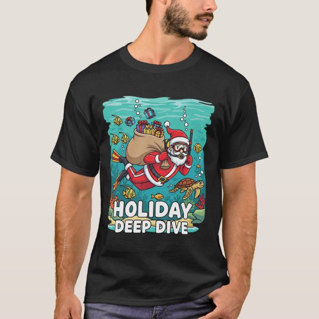 Holiday Deep Dive Santa Scuba Diver Christmas T-Sh T-Shirt (Vorderseite)