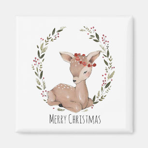 Holiday Deer Wreath Magnet