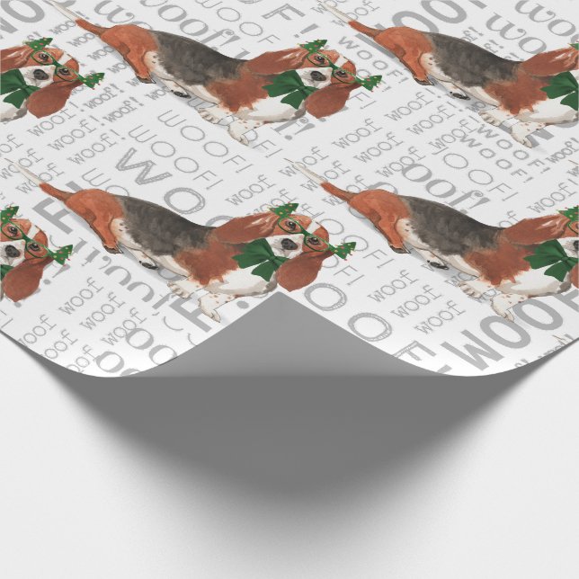 Holiday Dog Lover Basset Weihnachten Geschenkpapier (Ecke)