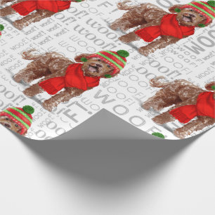 Holiday Dog Lover Brown Labradoodle Weihnachten Geschenkpapier