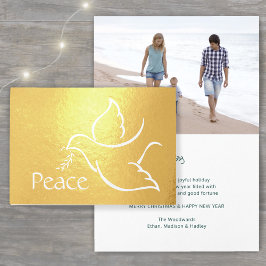Holiday Dove Elegance Peace Green Typografy Foto Folienkarte