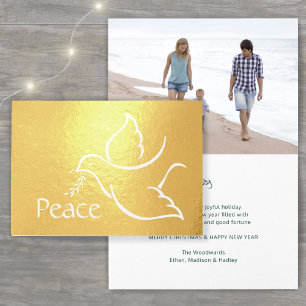 Holiday Dove Elegance Peace Green Typografy Foto Folienkarte