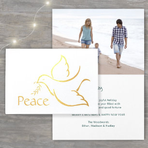 Holiday Dove Modern Peace Green Typografy 1 Foto Folienkarte