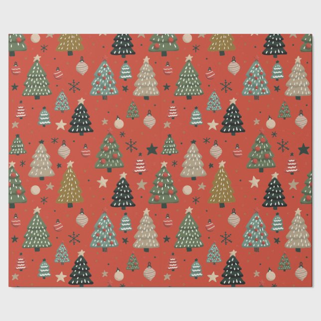 Holiday Echoes-Red Wrapping Paper Geschenkpapier (Saum)